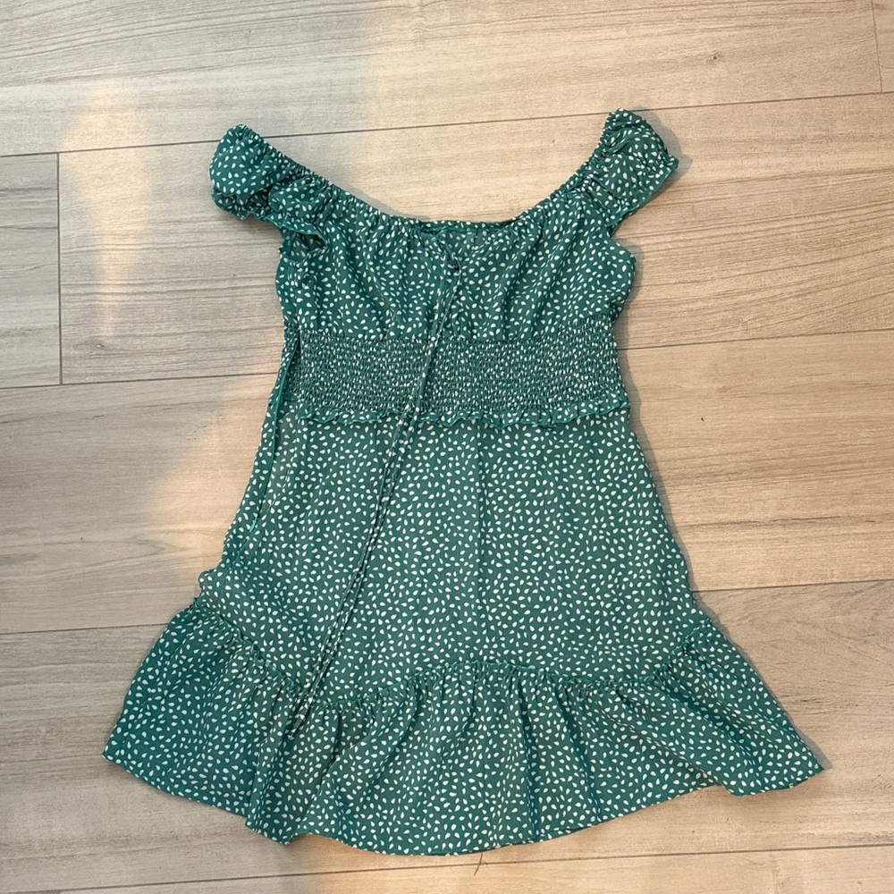 Girls' Green Smocked Ruffle Sundress